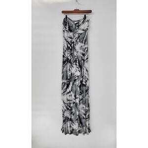 Hula Honey Womens Dress Medium Gray White Tie Dye Strapless Maxi Summer Beach